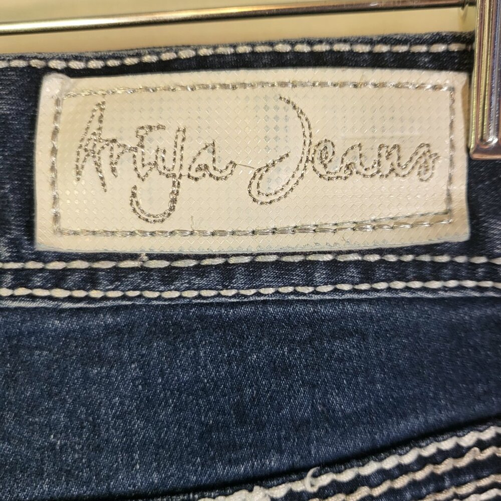 Ariya Jeans Women's Embellished Whisker Faded Jeans Size 15/16 Blue - Picture 12 of 15